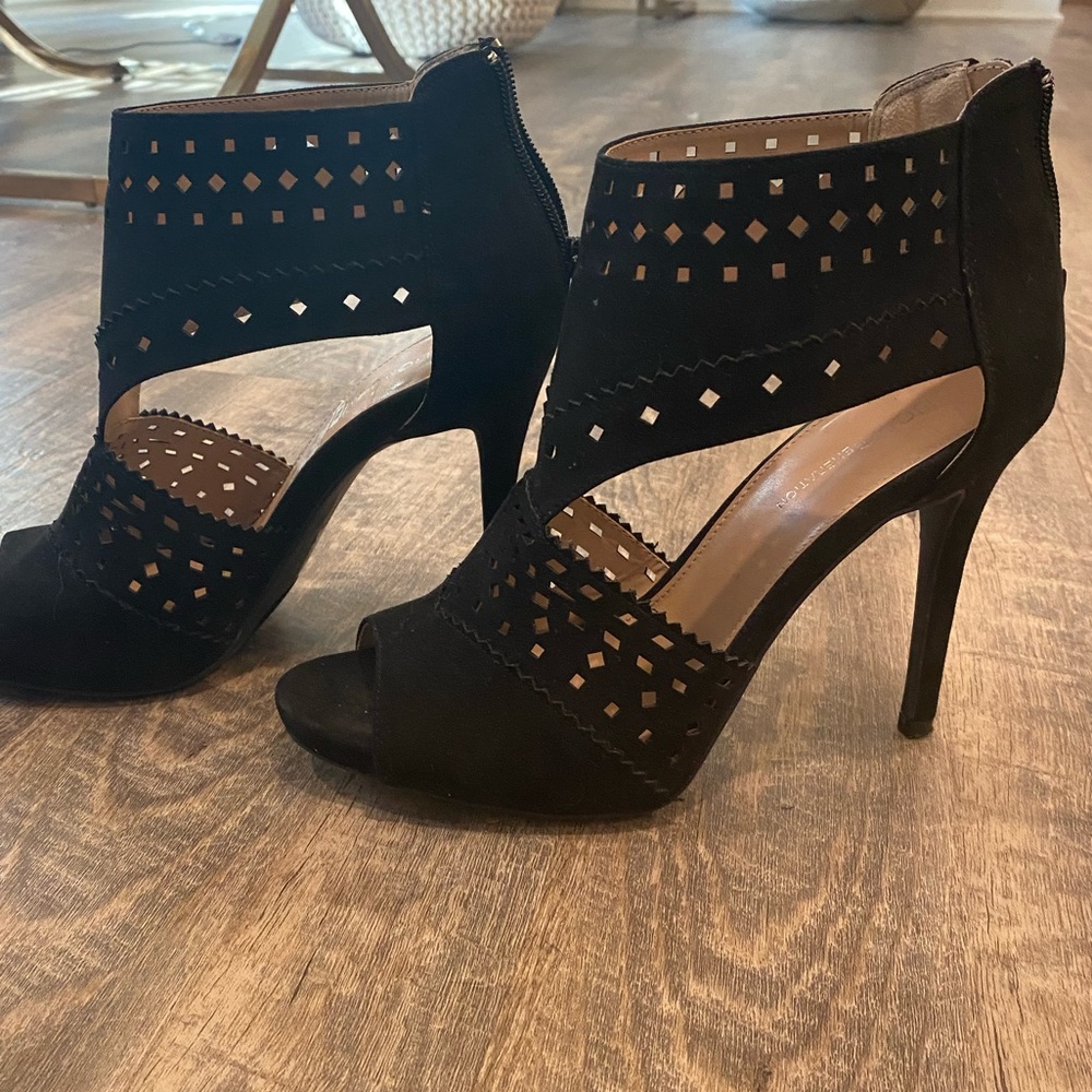 BCBG peep toe bootie pump